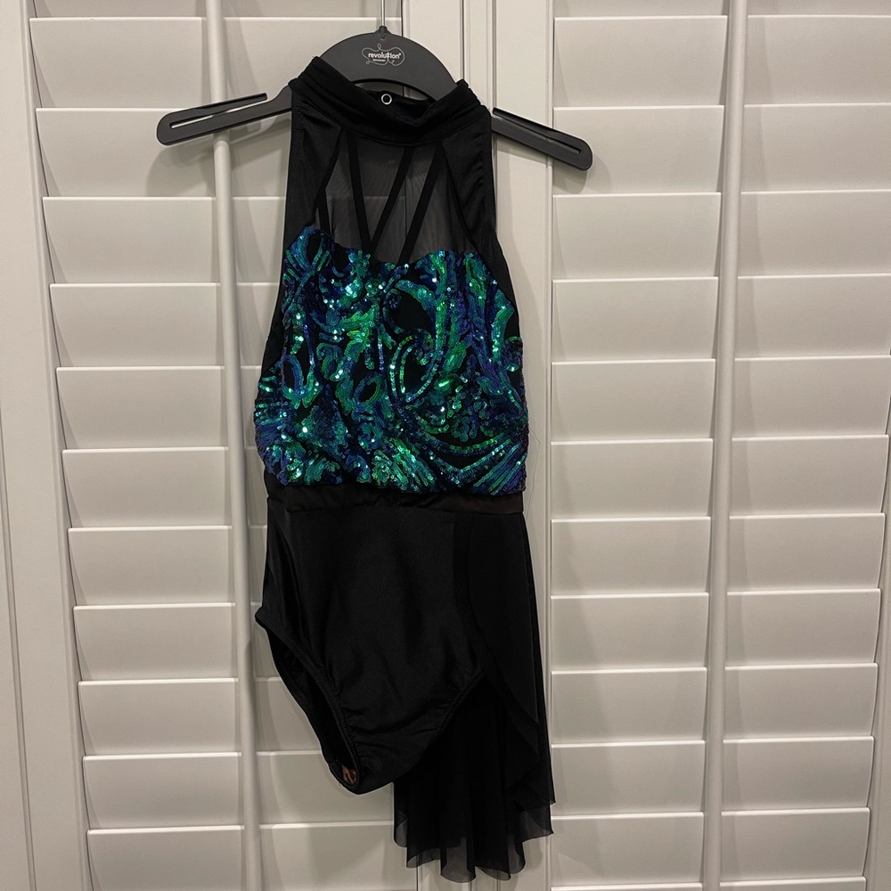 Beautiful Revolution Dancewear Black and Green Kids Dance Costume